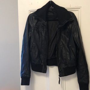 Sparkle & Fade Bomber-style Leather Jacket